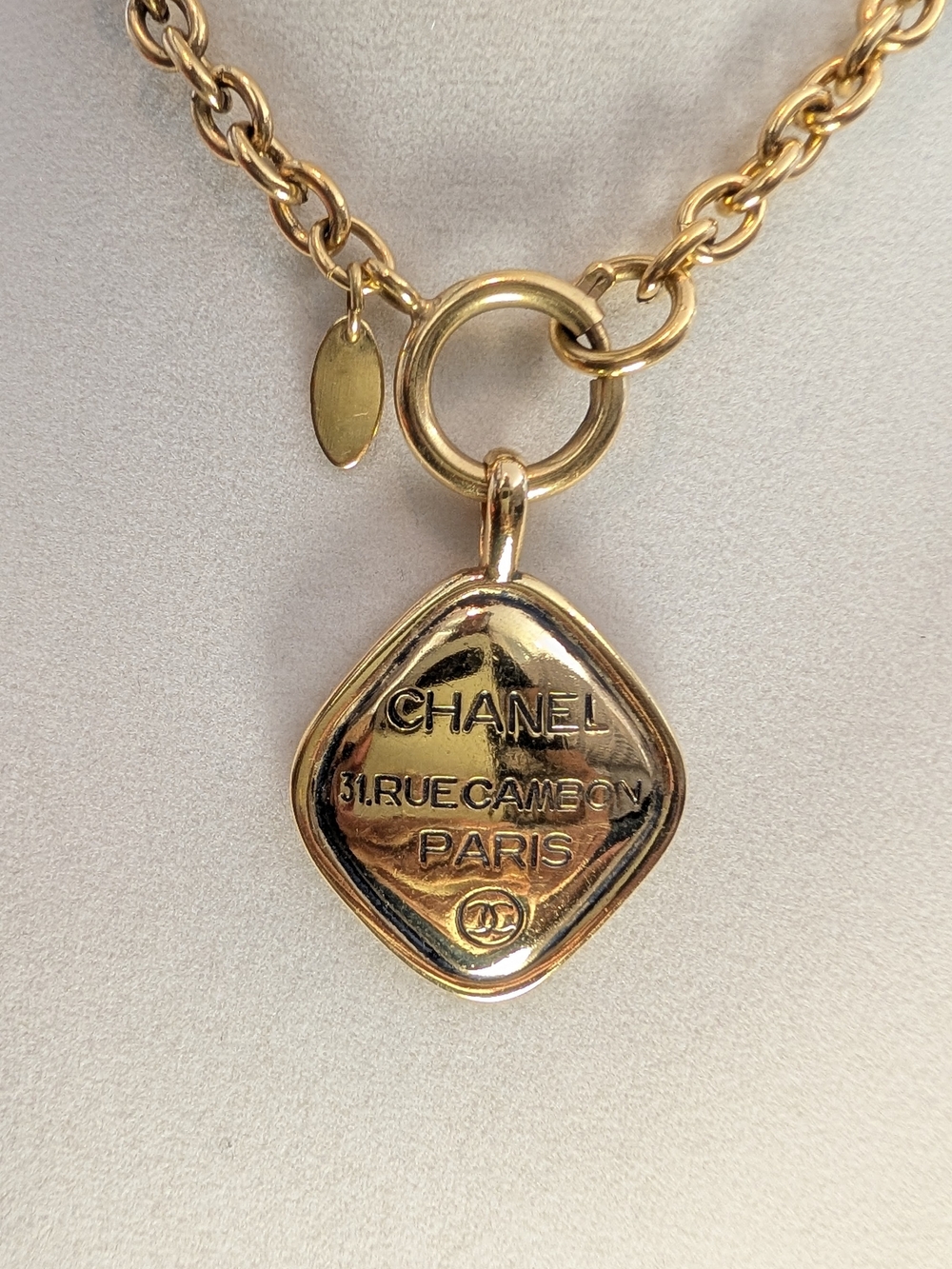 CHANEL Vintage Gold-Tone Rue Cambon Paris Pendant Necklace